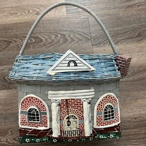 Vintage Rosenthal Netter Inc. 1989 hand painted wicker basket 3D house design